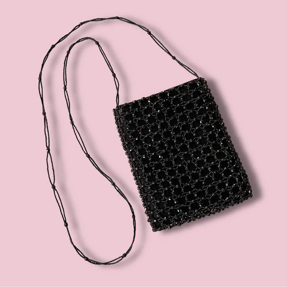 Elegant Valerie Stevens Formal Black Beaded Small Bag